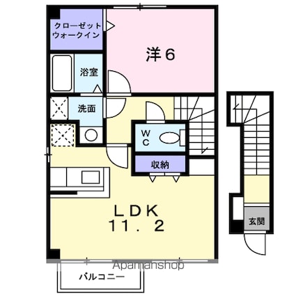 ウィッシュⅠ[1LDK/46.28m2]の間取図