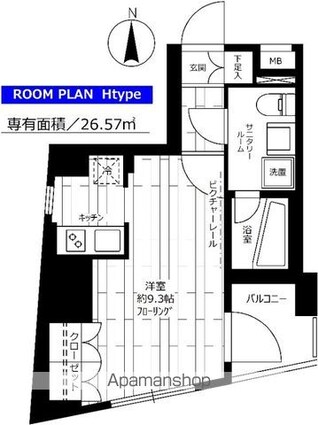 ステージファースト方南町アジールコート[1R/26.57m2]の間取図