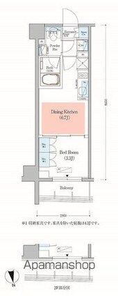 アーバネックス日本橋馬喰町[1DK/25.51m2]の間取図