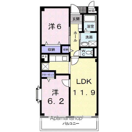 サニーヒル仙台南[2LDK/55.71m2]の間取図