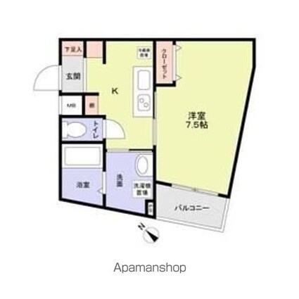 Ｗｅｓｔｅｎ　Ａｚａｌｅｅ[1K/28.66m2]の間取図