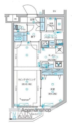 メインステージ富士見台[1LDK/42.56m2]の間取図