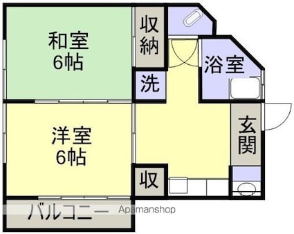 エンゼルハイツ人吉[2DK/39.6m2]の間取図