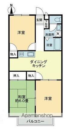 フォブール大井Ａ[3DK/57.75m2]の間取図