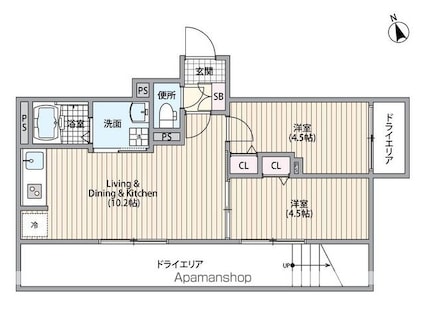 ＨＪクラウンⅠ[2LDK/41.39m2]の間取図
