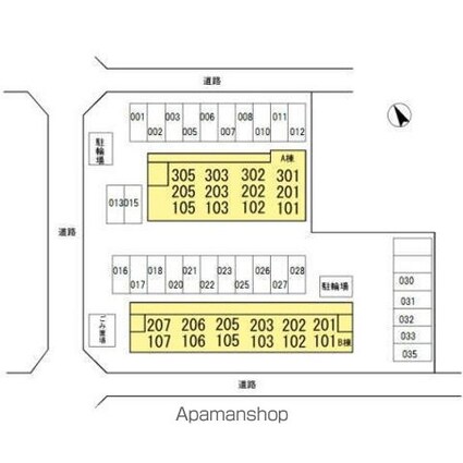ローゼスポート港町　Ａ棟[1LDK/43.26m2]の配置図