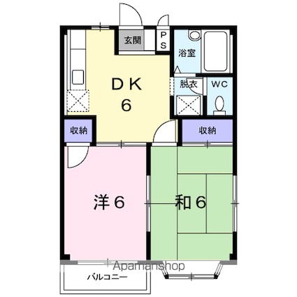 長野県塩尻市大字広丘吉田[2DK/39.74m2]の間取図