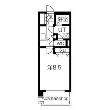 リビングステージ広瀬川[1K/26.65m2]の間取図