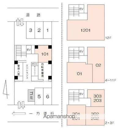 ダイアパレス中央町３０２号[1R/20.33m2]の配置図