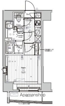 プレミアムキューブＧ市谷甲良町[1K/25.2m2]の間取図