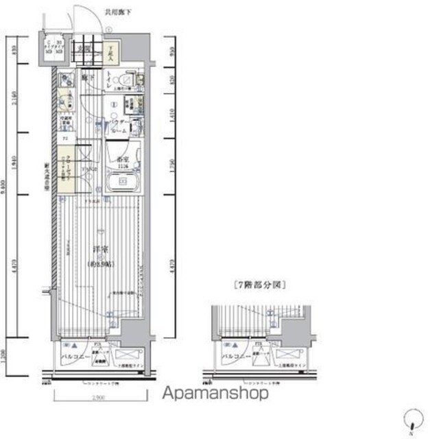 メインステージ自由が丘[1K/27.26m2]の間取図