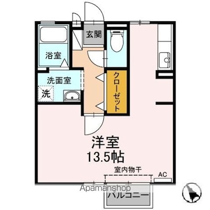 アヴェニュー小松寺　Ａ[1R/35.1m2]の間取図