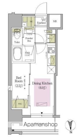 新宿区早稲田鶴巻町のマンションの間取り