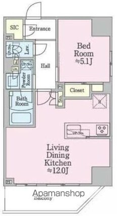 ワンルーフレジデンス新御徒町[1LDK/40.4m2]の間取図