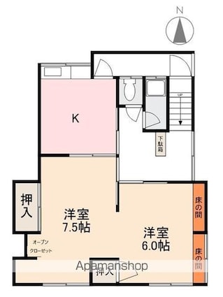 松原上之町ハウスＮ[2K/43.24m2]の間取図