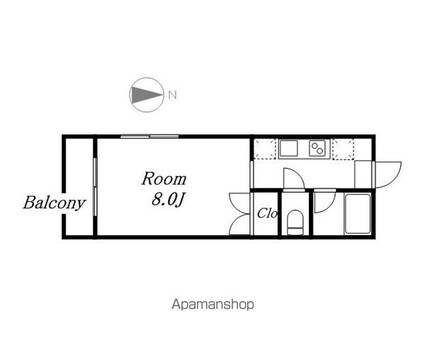ヴァンヴェール名古屋[1K/24.94m2]の間取図
