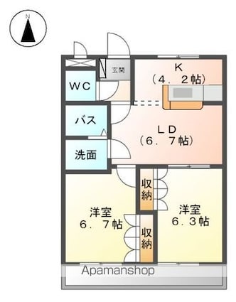 フィールドハイツＭ[2LDK/51.66m2]の間取図