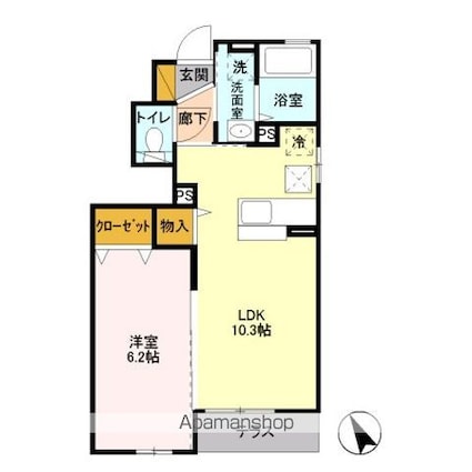 シャンティ[1LDK/38.25m2]の間取図