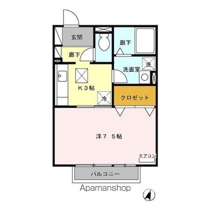 グランツ[1K/29.44m2]の間取図