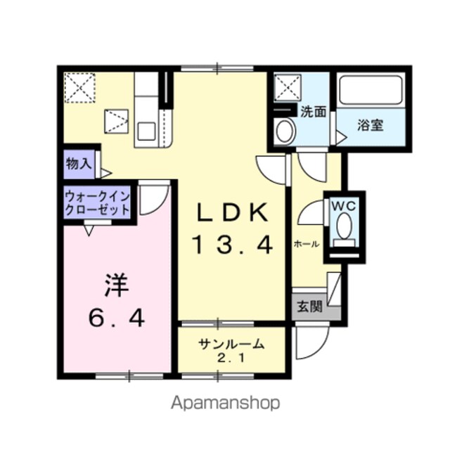 プラシード　カーサ[1LDK/50.87m2]の間取図