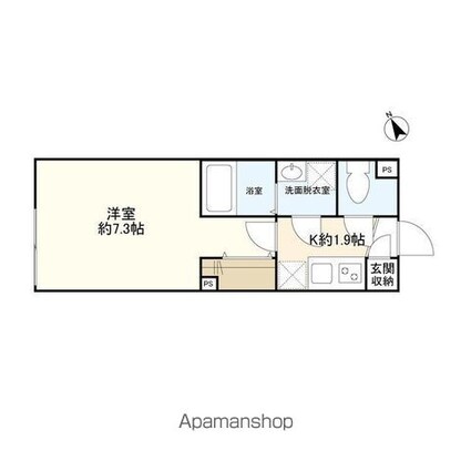 ウェルスクエアイズム世田谷用賀[1K/22.51m2]の間取図