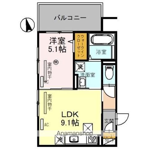 ＤーＲＯＯＭ　Ｎ・ＫⅡの間取り