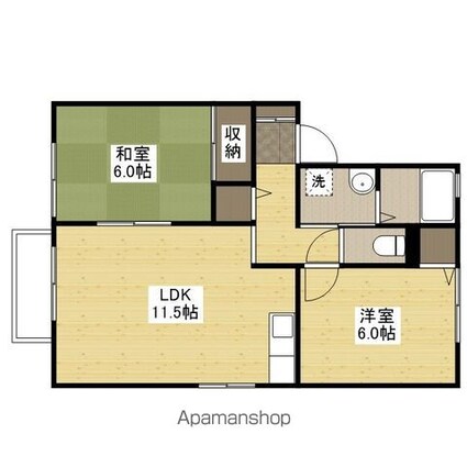 ビューラー２２[2LDK/53.73m2]の間取図