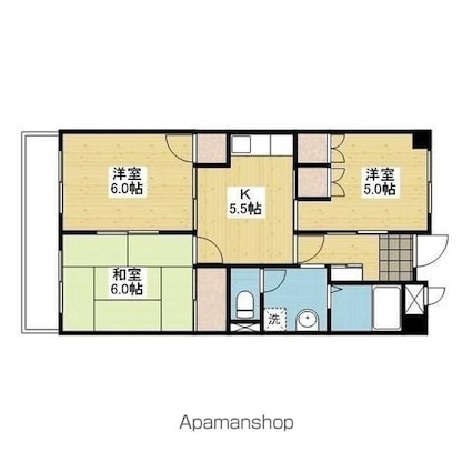 プレアール枝松Ⅱ[3DK/53.46m2]の間取図
