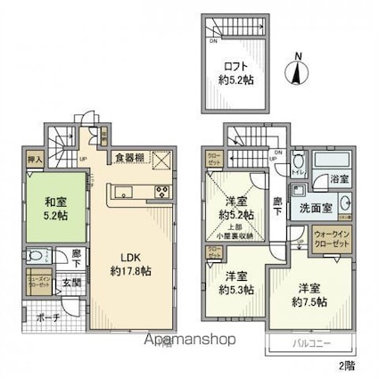 下井草戸建[4LDK/98.41m2]の間取図