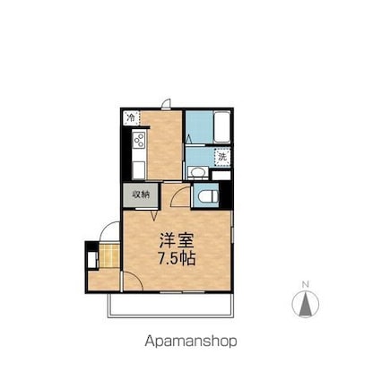 ＬＡ　ＶＩＬＬＡ五個荘Ｂ棟[1K/29.23m2]の間取図