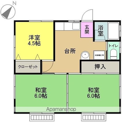 一戸建[3K/46.28m2]の間取図