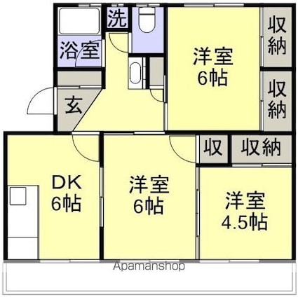 グリーンハイツ[3DK/58.43m2]の間取図
