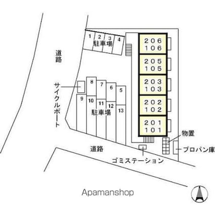 コートウィステリア[1LDK/40.29m2]の配置図