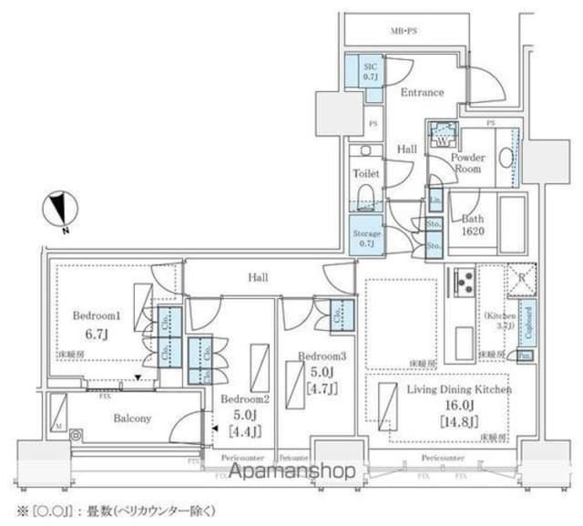 三田ガーデンヒルズ　ノースヒル[3LDK/82.99m2]の間取図