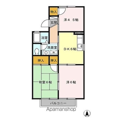 ヴィラモデルナ　Ａ[3DK/50.09m2]の間取図