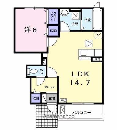 グランパレス　カシマ　Ⅰ[1LDK/50.09m2]の間取図