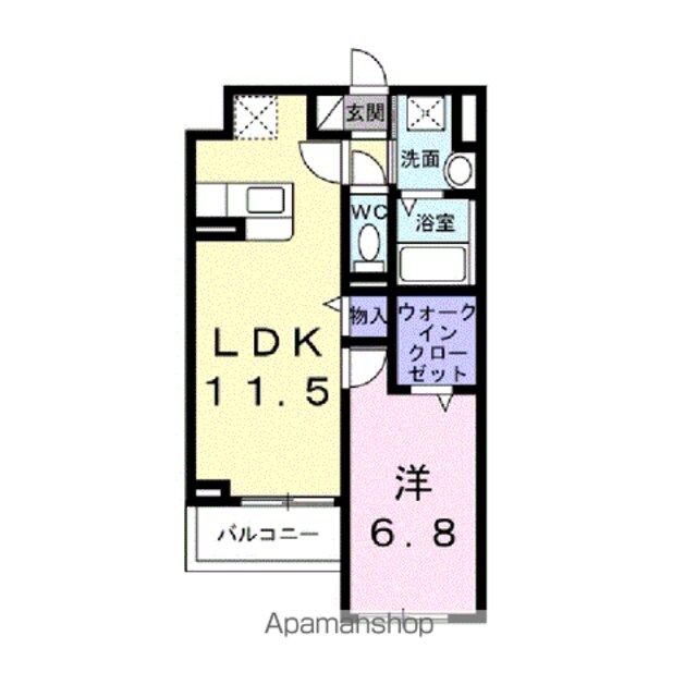 アンソレイユ[1LDK/43.57m2]の間取図