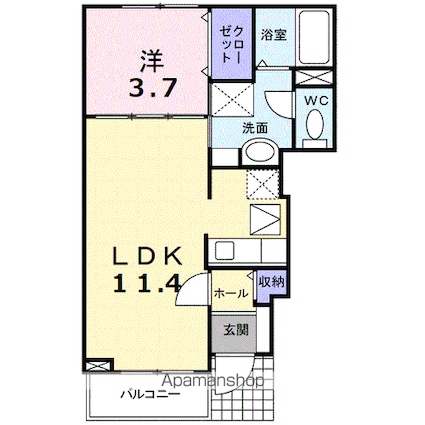 アルドールＢ[1LDK/37.13m2]の間取図