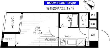 ステージファースト用賀アジールコート[1K/21.12m2]の間取図