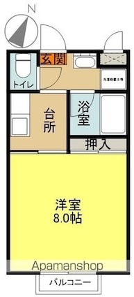 クゥオードループル[1K/24.38m2]の間取図