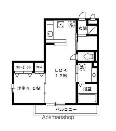ラ・シャンブル[1LDK/43.26m2]の間取図