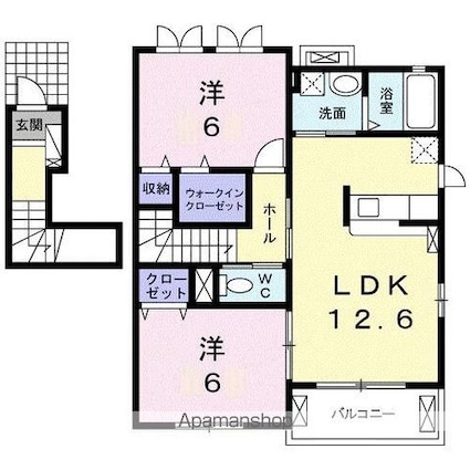 フレスクーラＡ[2LDK/61.05m2]の間取図