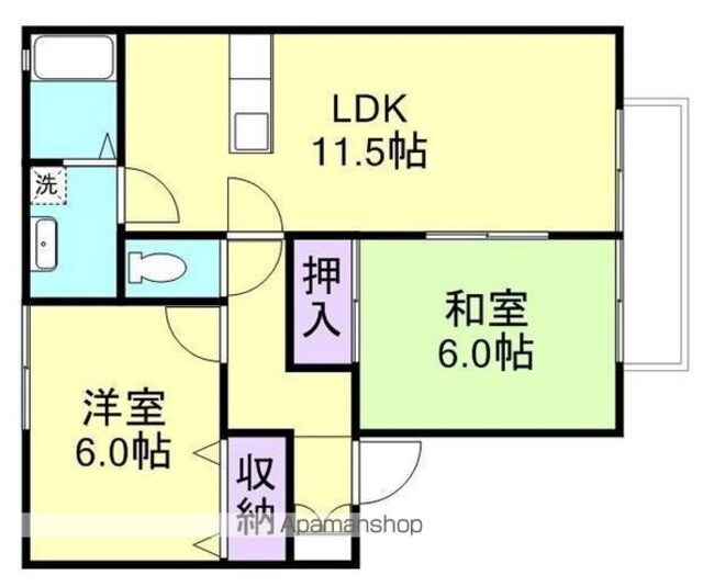 メゾン誠芳Ａ・Ｂ棟[2LDK/52.29m2]の間取図