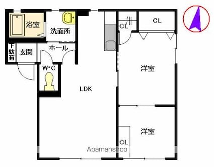 バリュージュ・ウィング[2LDK/50.07m2]の間取図