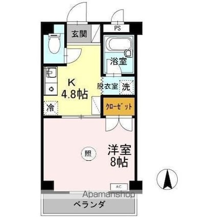 大安寺マンション[1K/28.8m2]の間取図