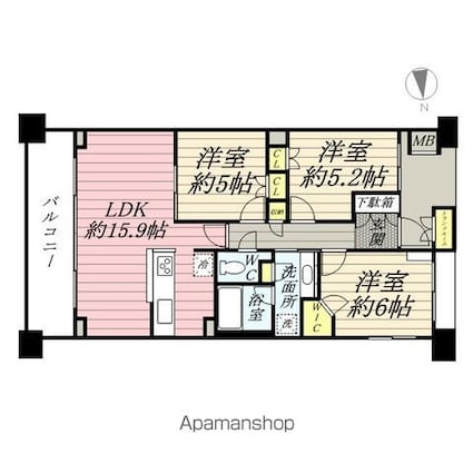 プラウド蘆花公園[3LDK/71.38m2]の間取図