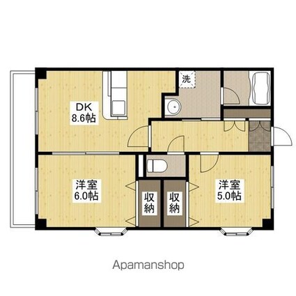 ボヌールマスダⅡ[2DK/45.75m2]の間取図