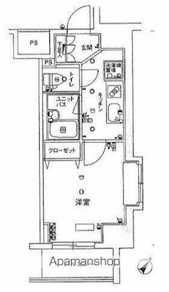 スカイコート新小岩[1K/24.51m2]の間取図