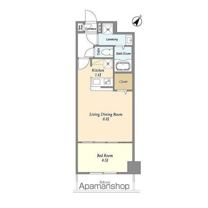 アルファコート常盤台３[1LDK/35.72m2]の間取図