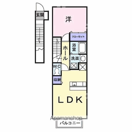 プラシードカーサⅡ[1LDK/41.98m2]の間取図